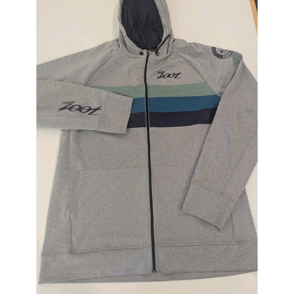 Team Zoot Mens XL Zip Up Gray Triathlon Gear Hoodie Athletic Jacket